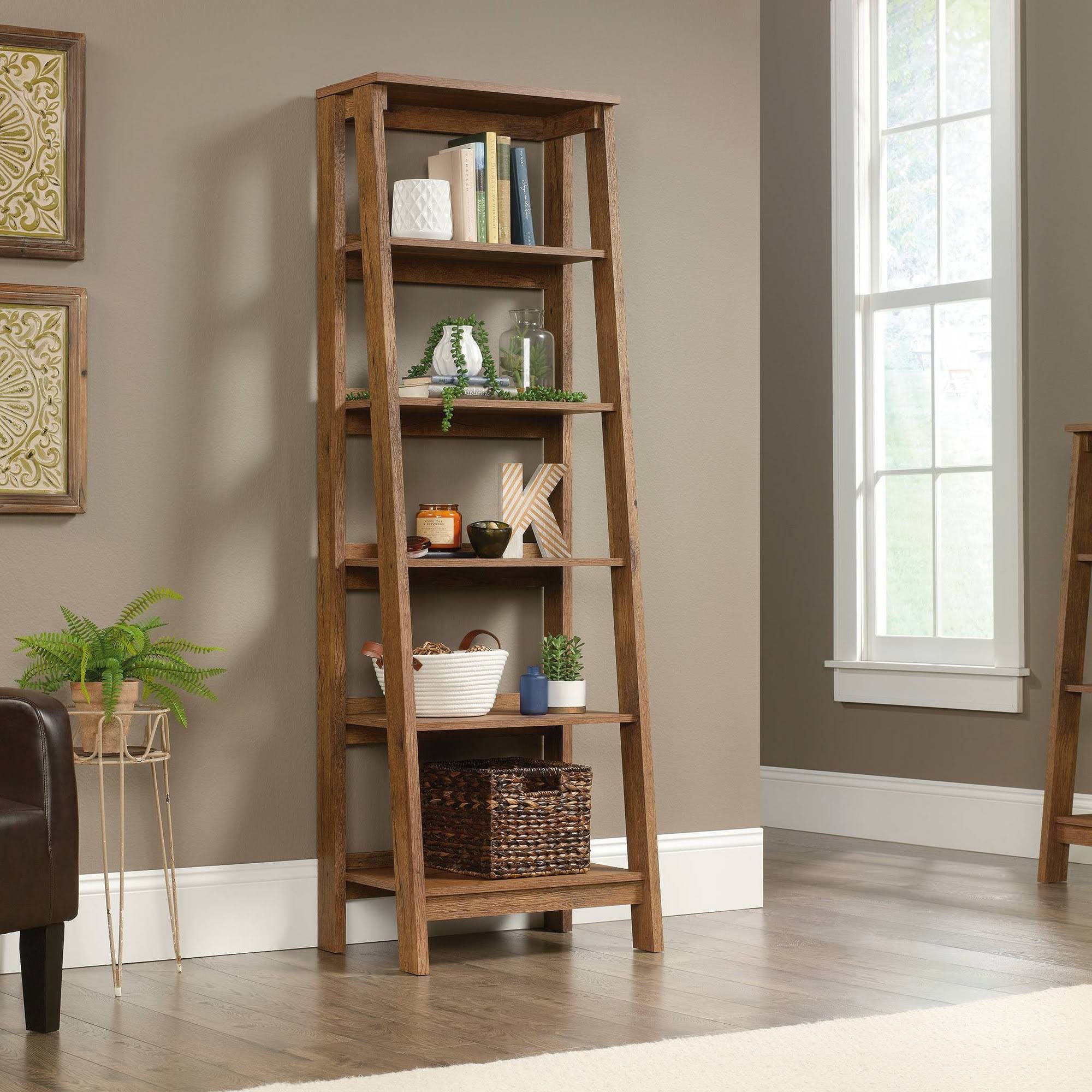Sauder Trestle 5-Shelf Bookcase – Vintage Oak - Image 2
