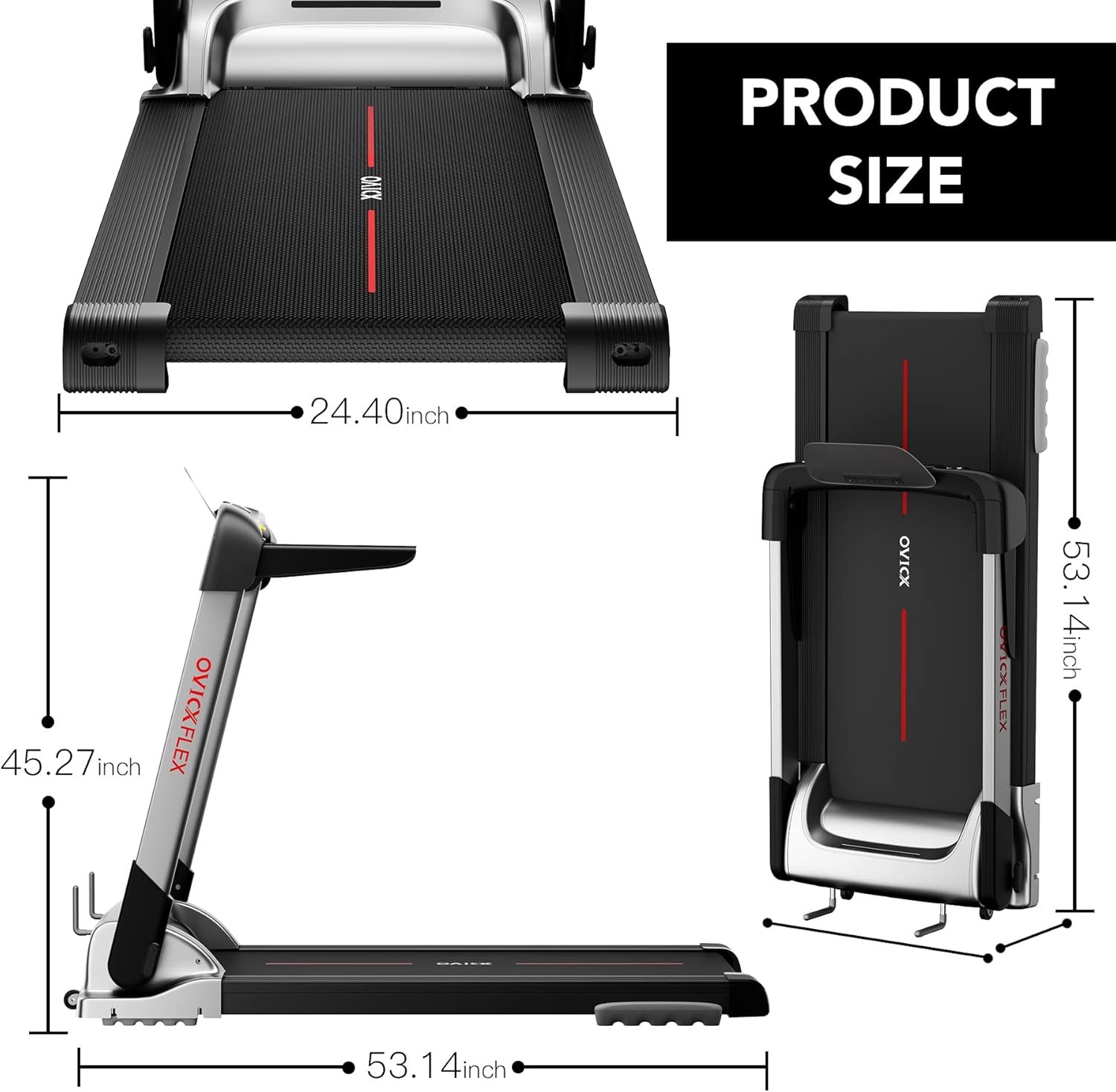Ovicx Foldable Treadmills for Home – Portable Folding Compact Small Thin Electric Fold Up Lightweight Treadmill for Space Saver Apartment - Image 8