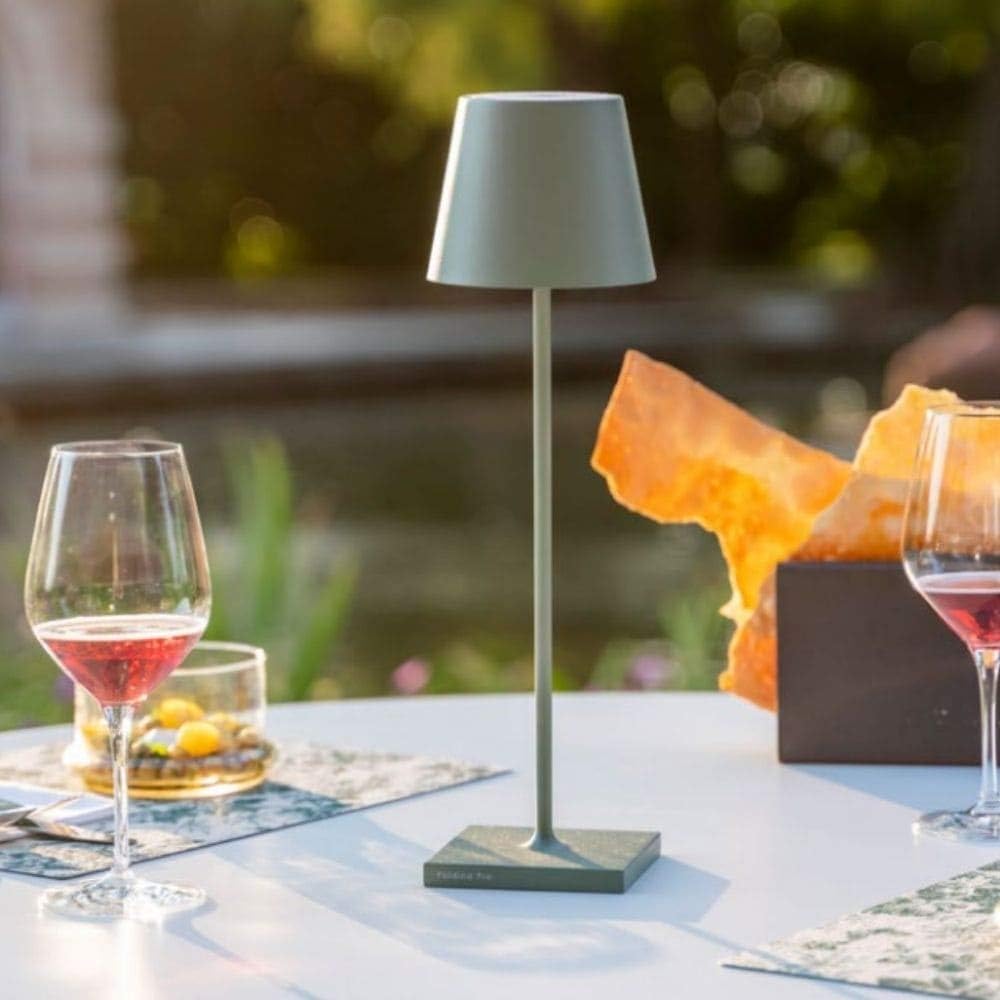 Zafferano Poldina Pro LED Table Lamp (Color: BORDEAUX) Touch On/Off, Touch Dimmable, Powder Coated Aluminum, IP54 Protection, Indoor / Outdoor, Contact Charging Base, USA Plug - Image 4