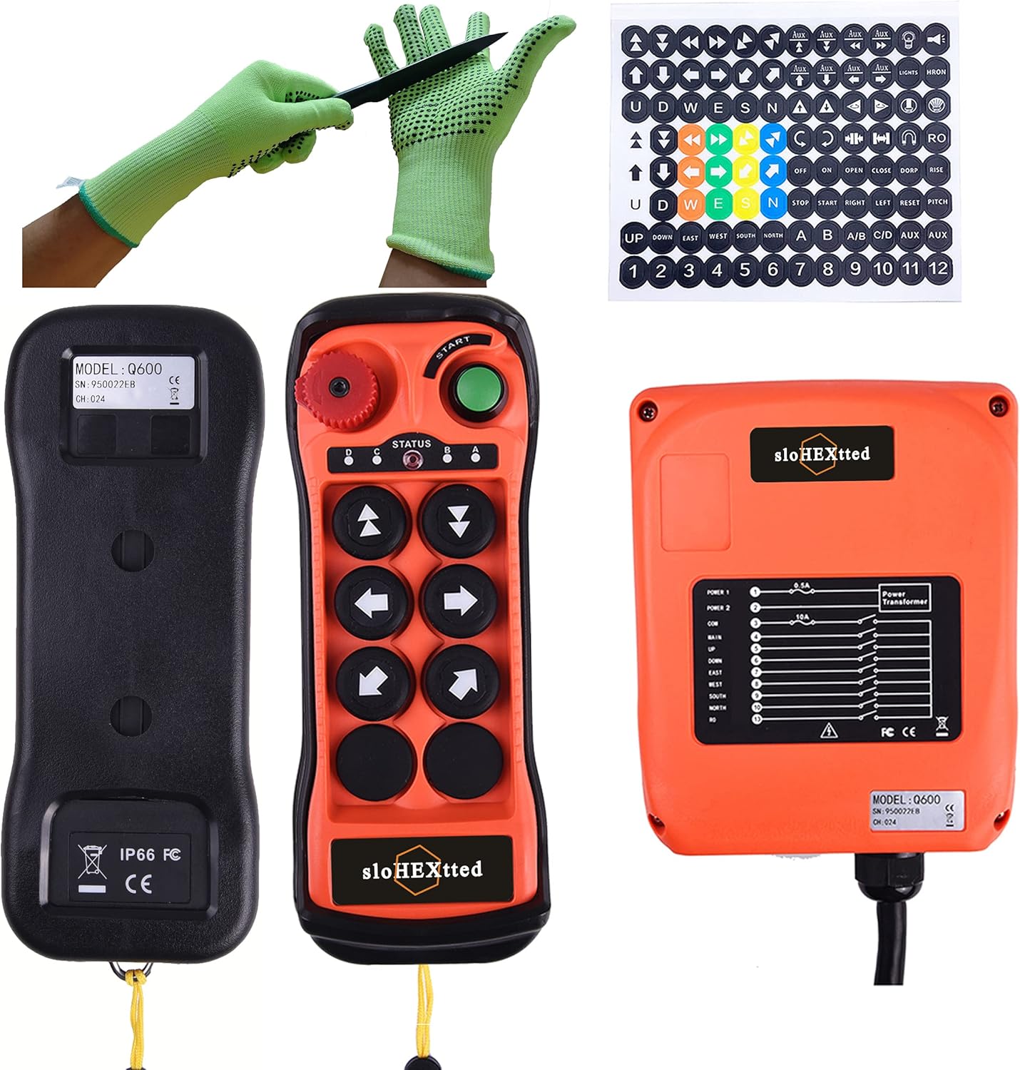 Electric Chain Hoist Crane Overhead Tower Bridge Industrial Wireless Radio Remote Control Transmitter and Receiver AC DC 12-24V 6 Buttons w/Emergency Stop(12-24V AC/DC) - Image 3