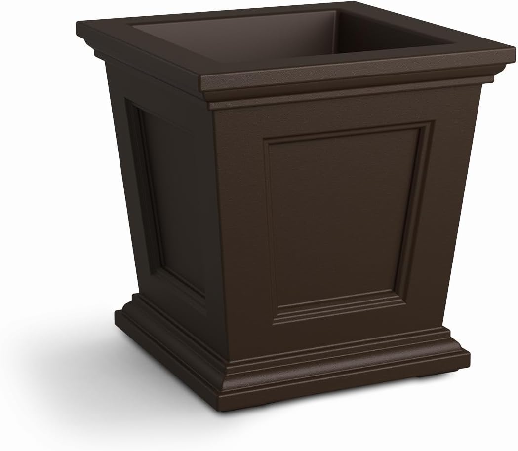 Mayne Fairfield 16in Square Planter – Espresso – Durable Self Watering Resnin Planter (5887-ES) - Image 2